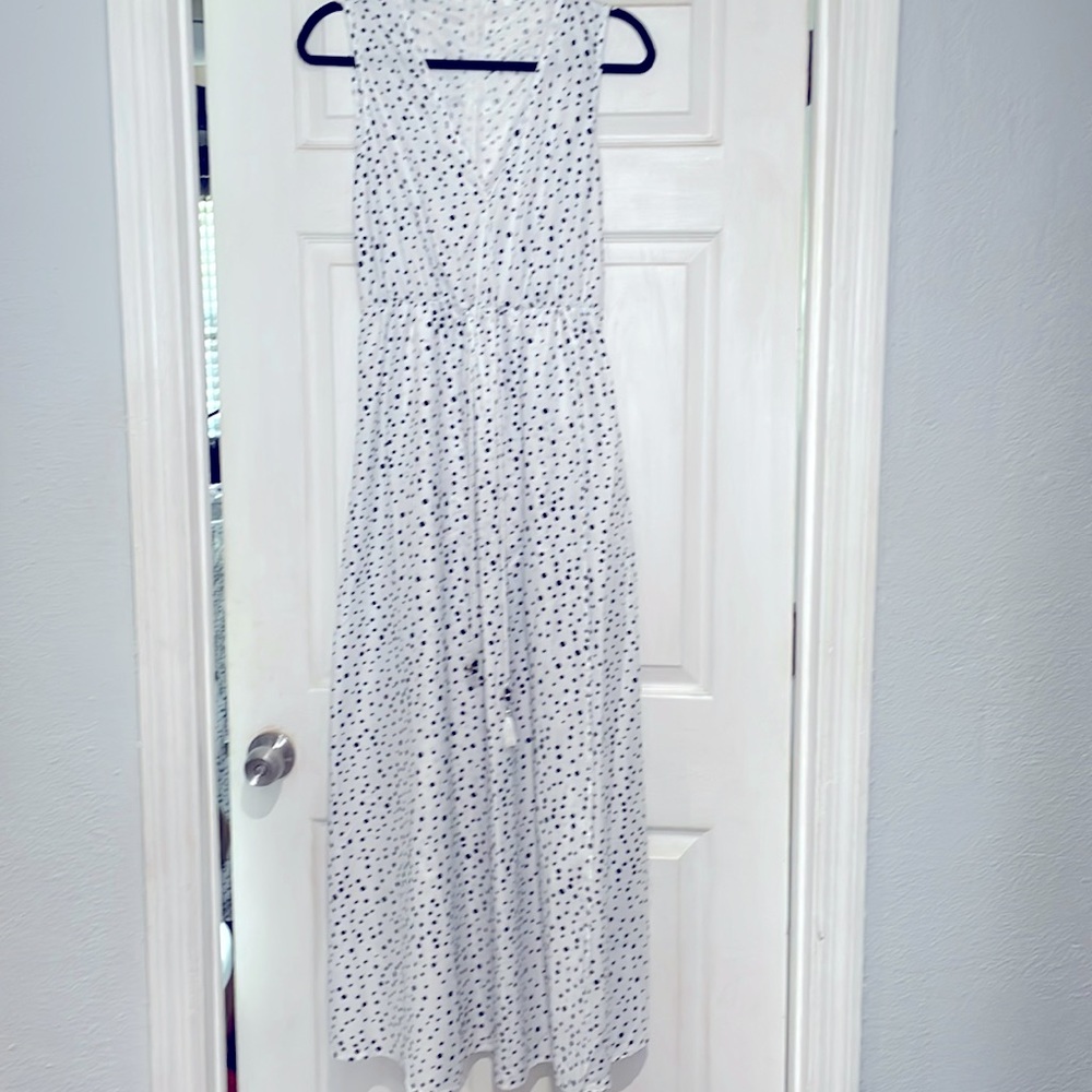 White and black polka dot dress